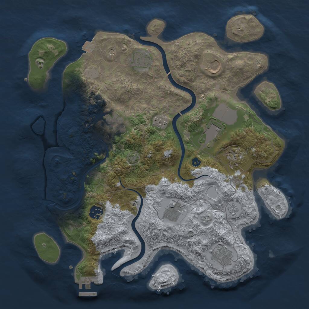 Rust Map: Procedural Map, Size: 3500, Seed: 234653594, 14 Monuments