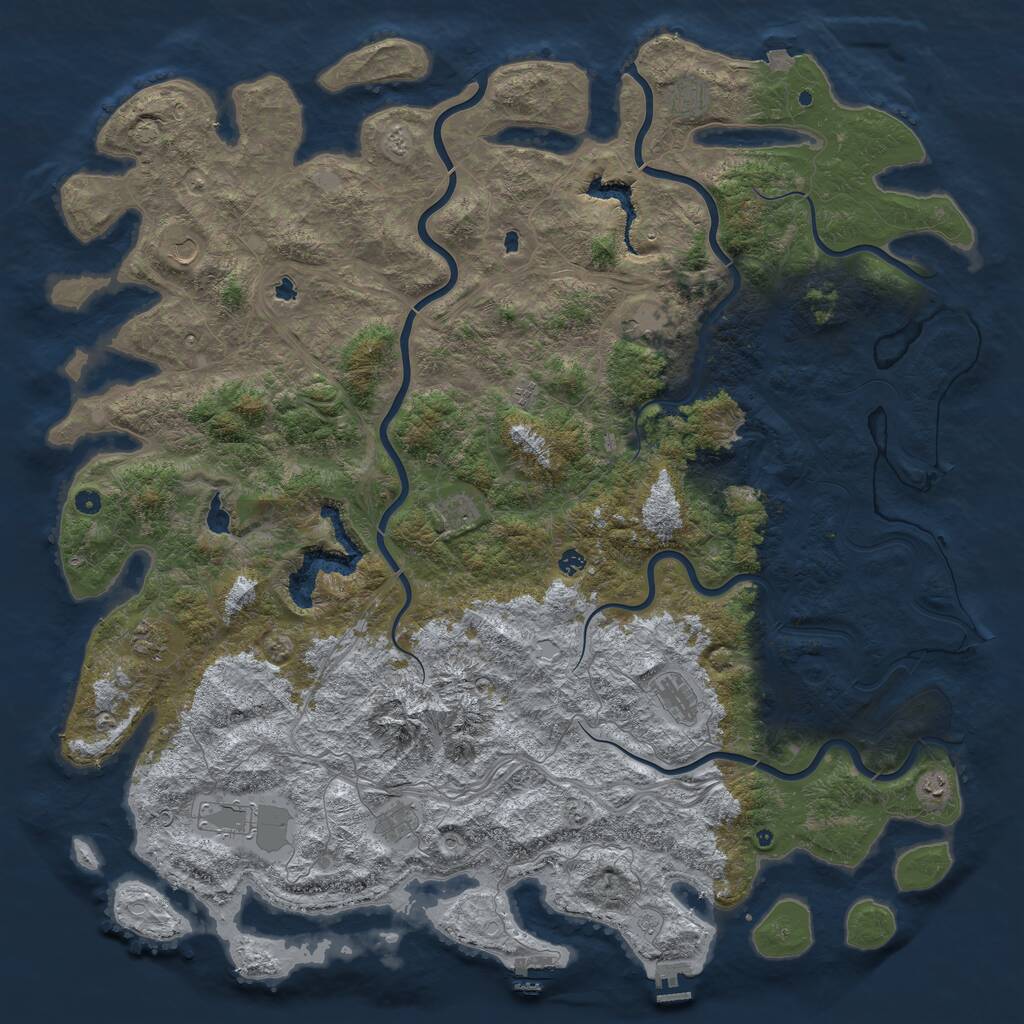Rust Map: Procedural Map, Size: 6000, Seed: 977576016, 17 Monuments