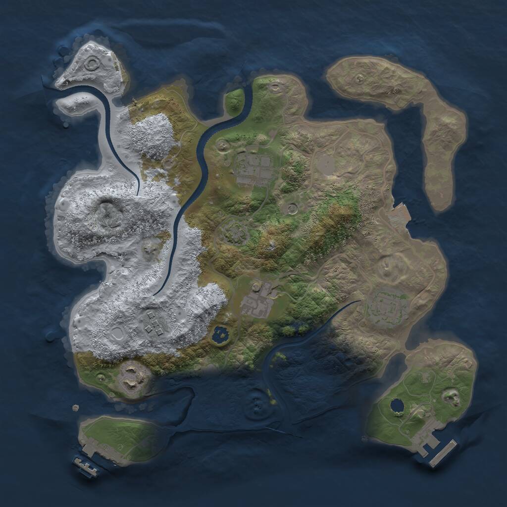 Rust Map: Procedural Map, Size: 3000, Seed: 68351, 10 Monuments