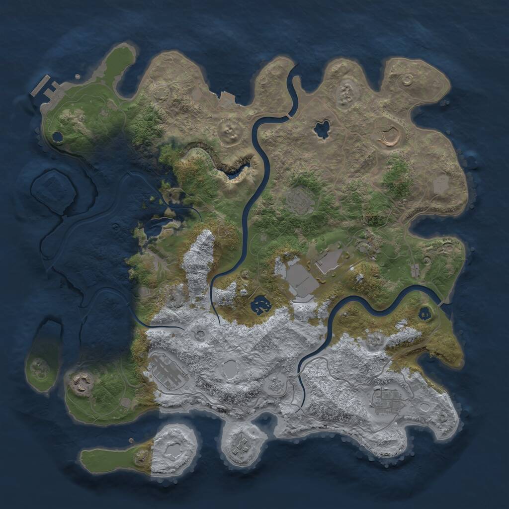 Rust Map: Procedural Map, Size: 4000, Seed: 1231727488, 14 Monuments