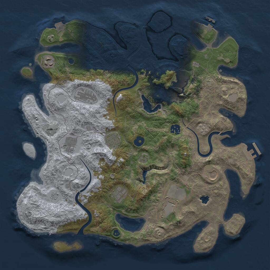 Rust Map: Procedural Map, Size: 4000, Seed: 1246817350, 16 Monuments