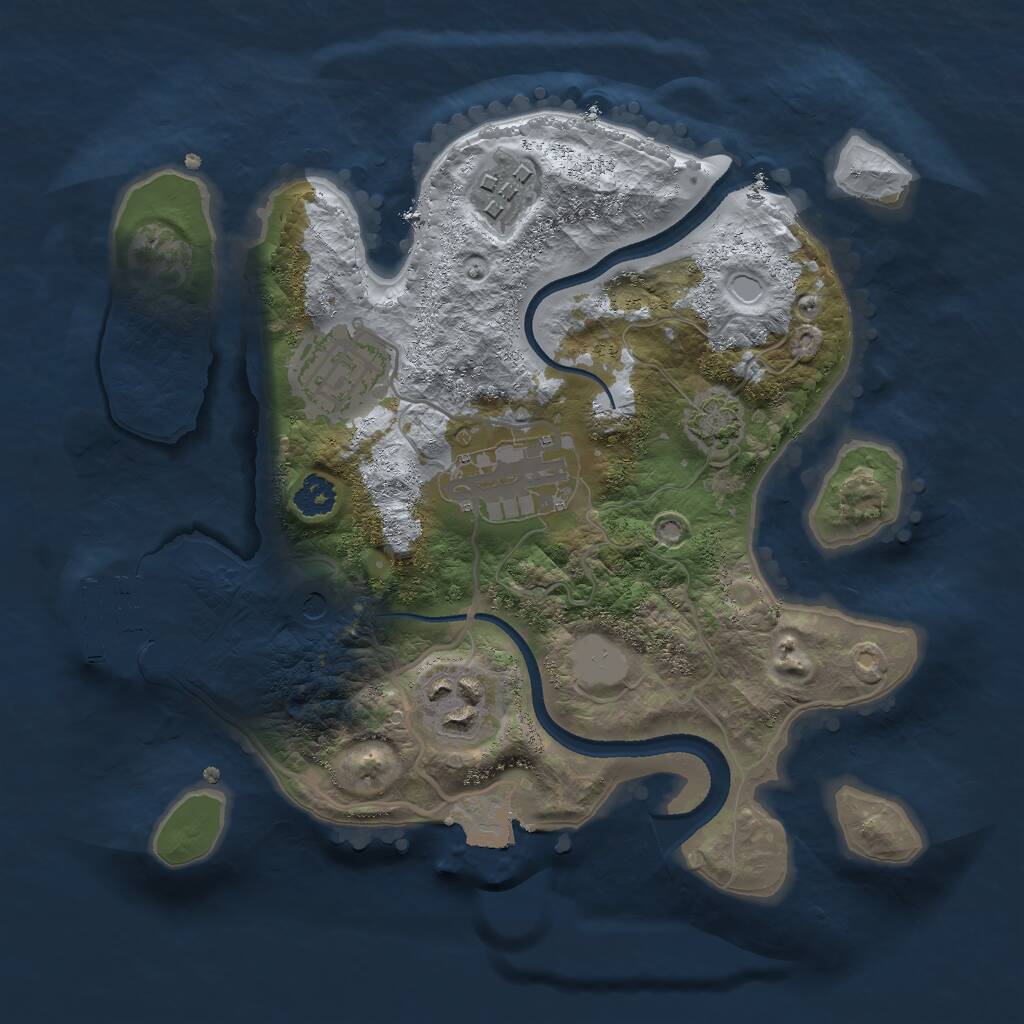 Rust Map: Procedural Map, Size: 2500, Seed: 912632963, 8 Monuments