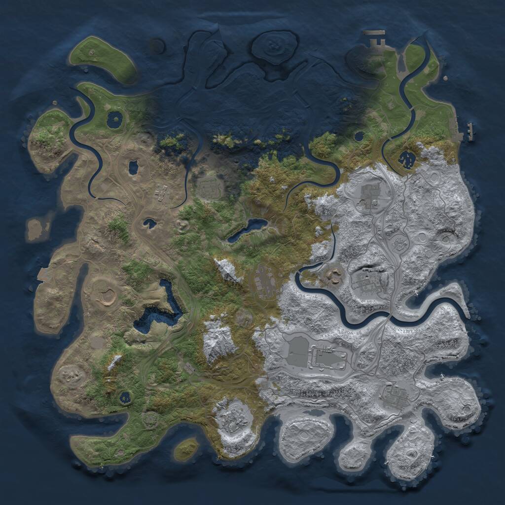 Rust Map: Procedural Map, Size: 4500, Seed: 277748813, 17 Monuments