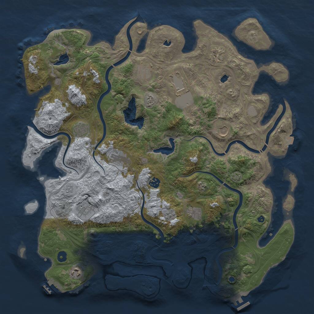 Rust Map: Procedural Map, Size: 4500, Seed: 1498749442, 17 Monuments