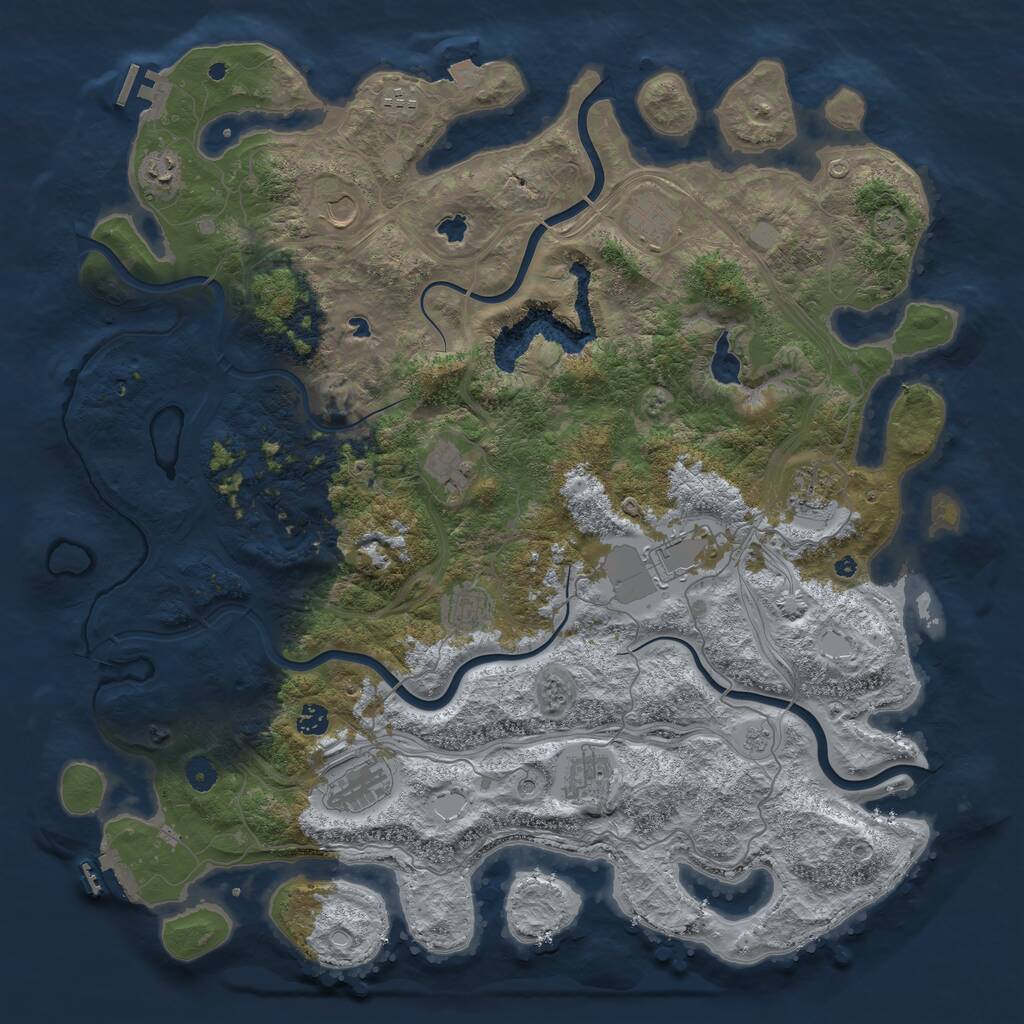 Rust Map: Procedural Map, Size: 4750, Seed: 58744231, 17 Monuments