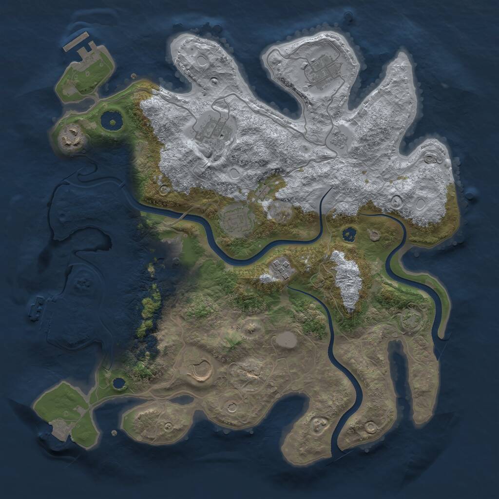 Rust Map: Procedural Map, Size: 3500, Seed: 4839271, 13 Monuments