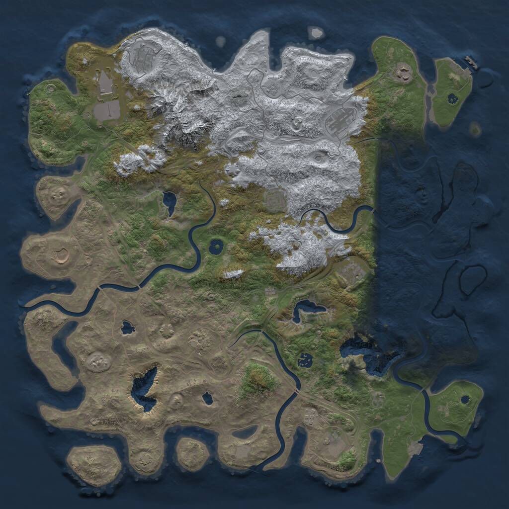 Rust Map: Procedural Map, Size: 5000, Seed: 657435, 17 Monuments