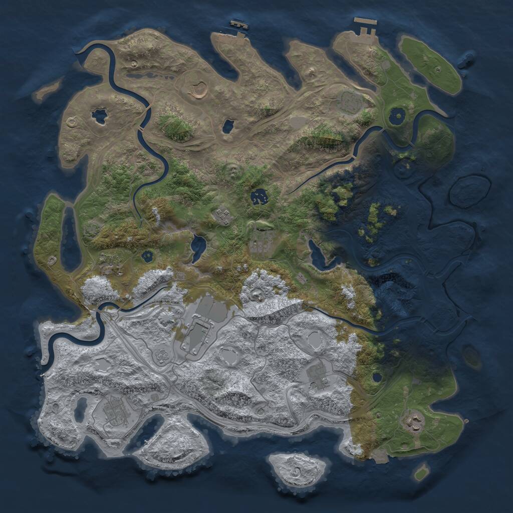 Rust Map: Procedural Map, Size: 4500, Seed: 10345, 16 Monuments