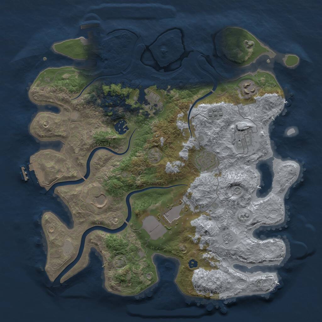 Rust Map: Procedural Map, Size: 3500, Seed: 5676, 14 Monuments