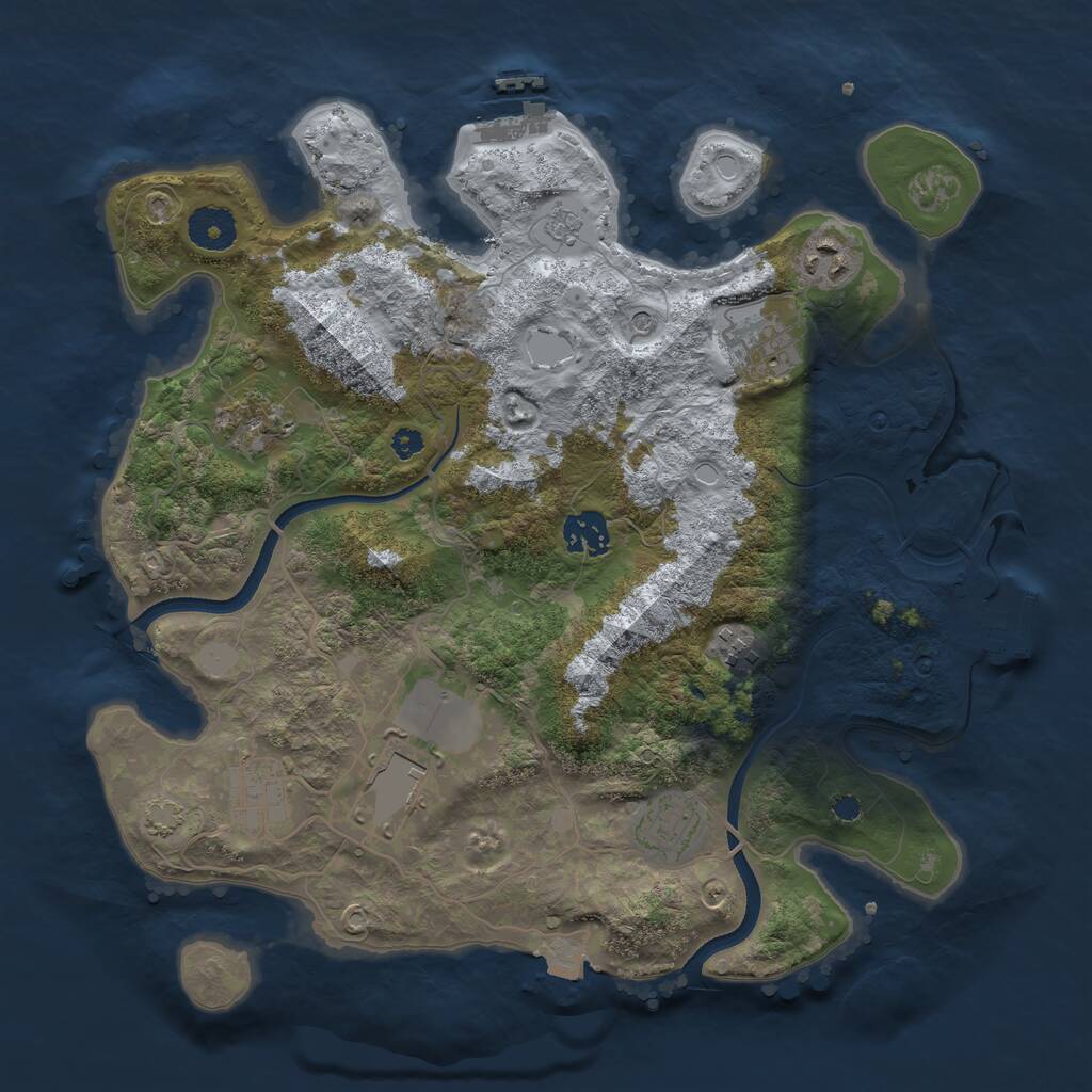 Rust Map: Procedural Map, Size: 3500, Seed: 1305002172, 14 Monuments