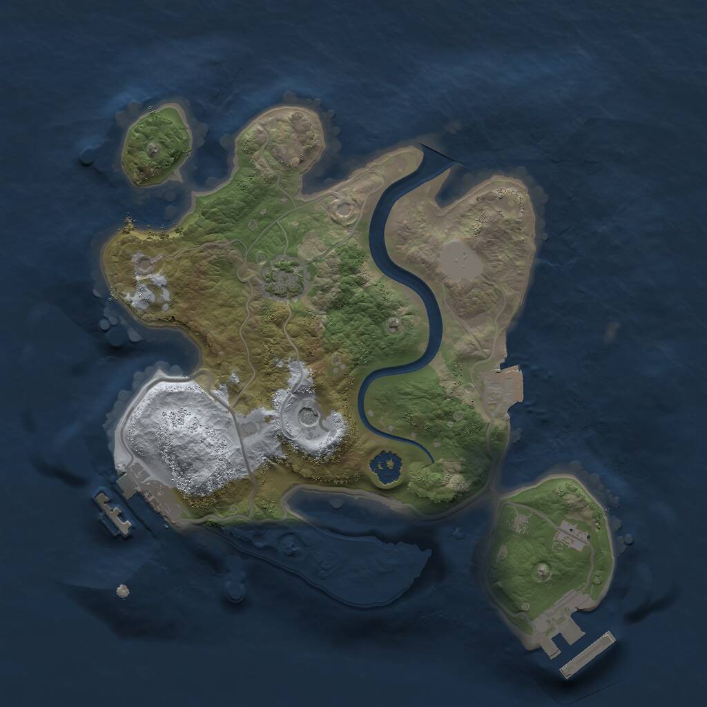 Rust Map: Procedural Map, Size: 2250, Seed: 1734213053, 5 Monuments