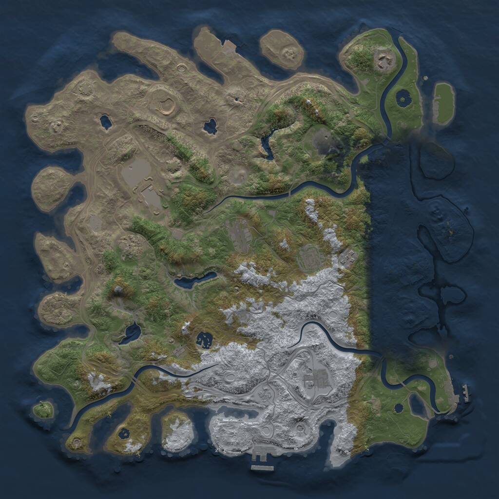 Rust Map: Procedural Map, Size: 4500, Seed: 992745455, 16 Monuments