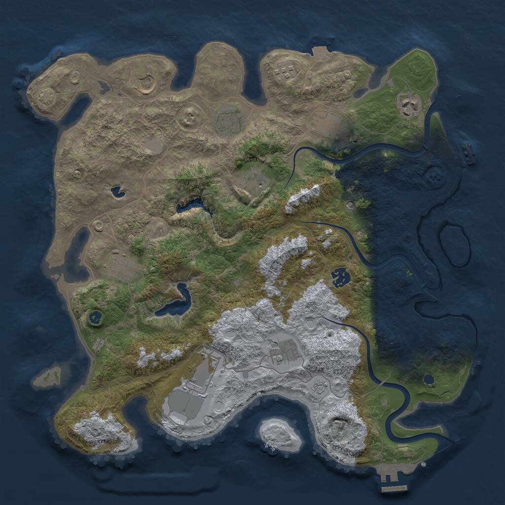 Rust Map: Procedural Map, Size: 4000, Seed: 100034781, 16 Monuments