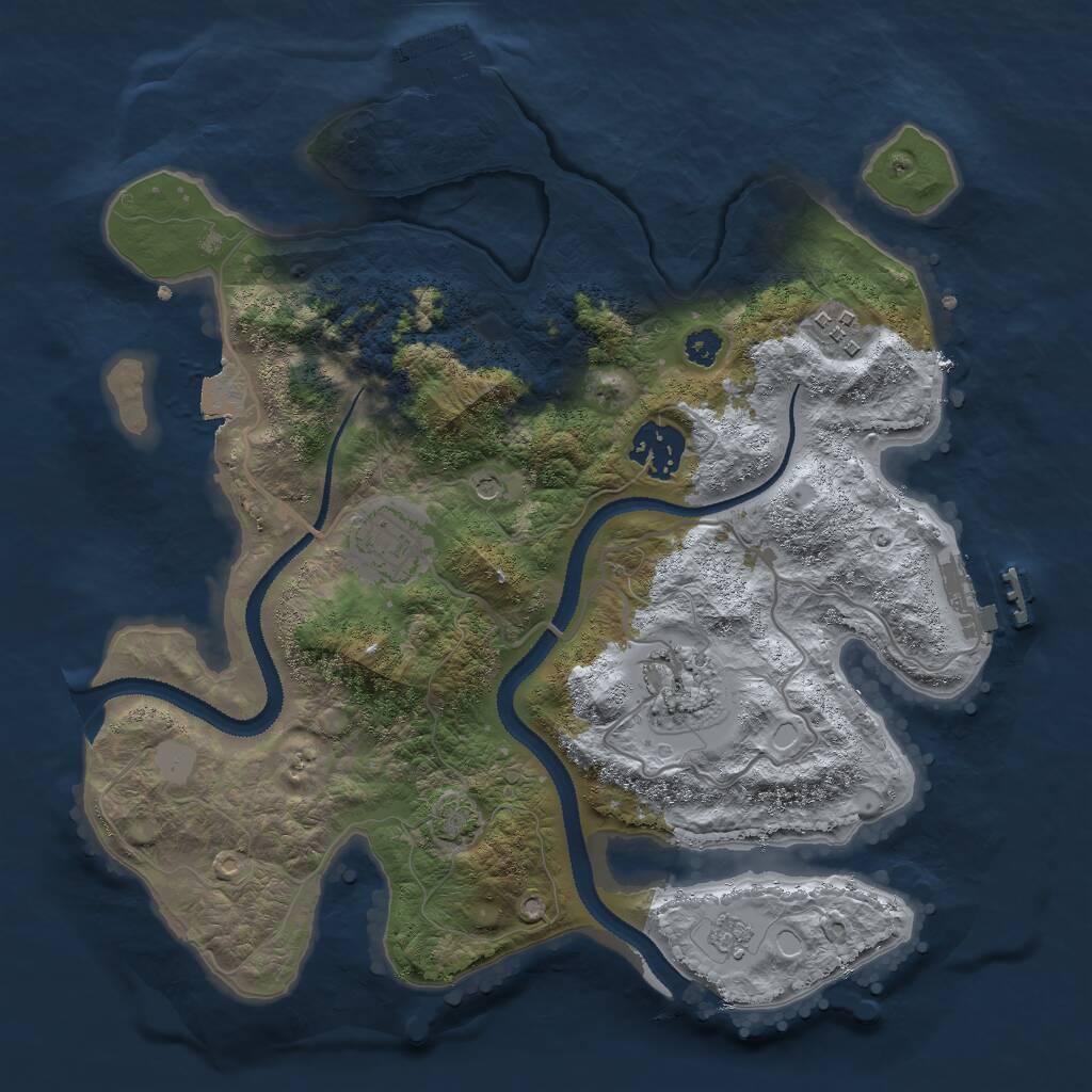 Rust Map: Procedural Map, Size: 3000, Seed: 435214752, 10 Monuments