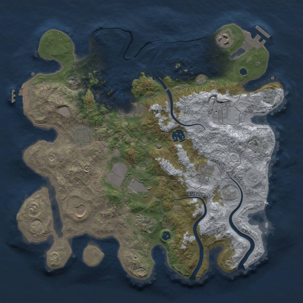 Rust Map: Procedural Map, Size: 3500, Seed: 2135826603, 16 Monuments