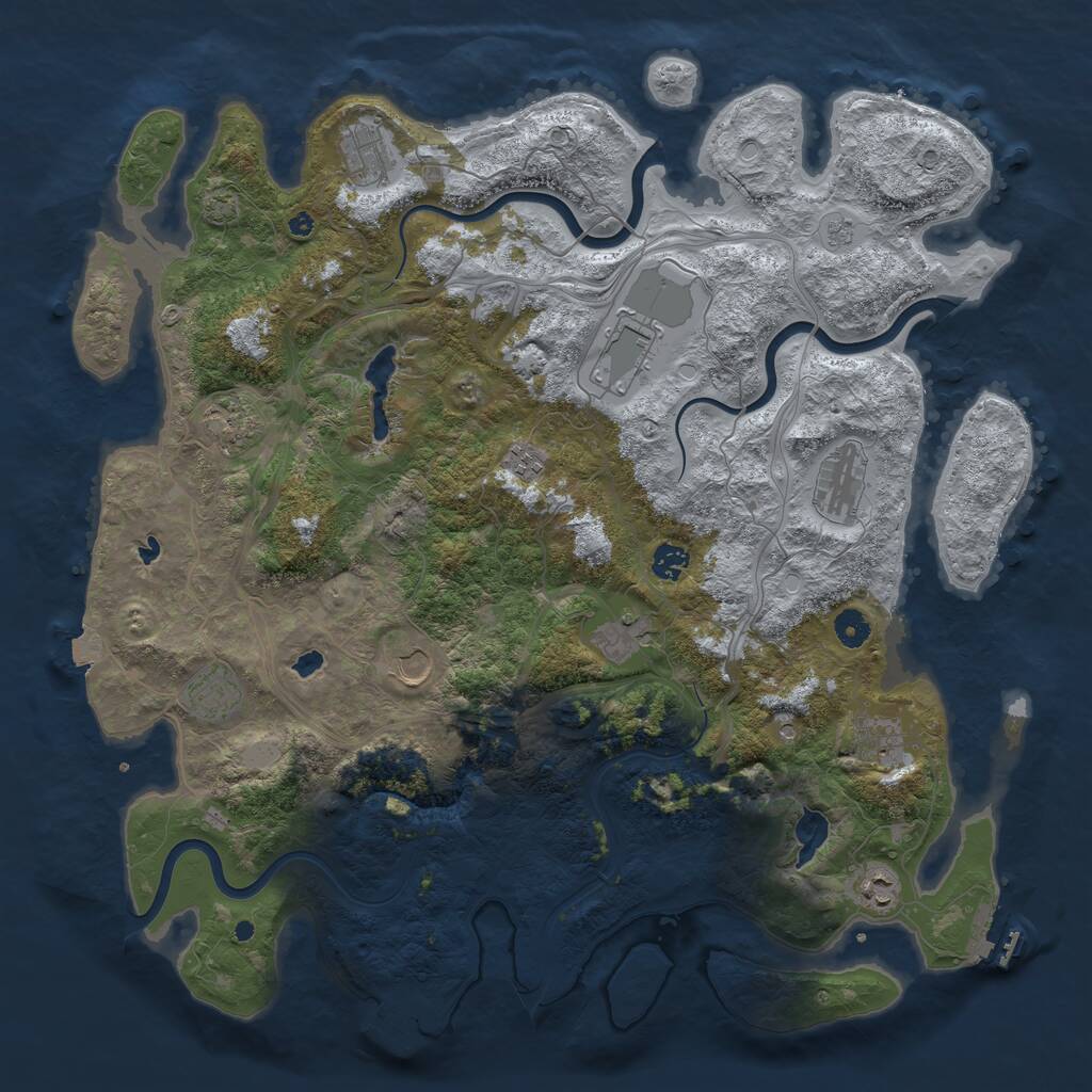 Rust Map: Procedural Map, Size: 4500, Seed: 698456, 17 Monuments