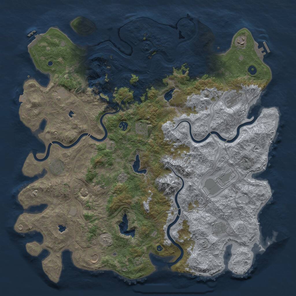 Rust Map: Procedural Map, Size: 5000, Seed: 1034827363, 17 Monuments