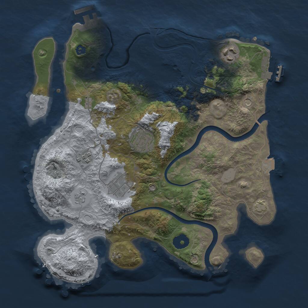 Rust Map: Procedural Map, Size: 3000, Seed: 33124, 10 Monuments