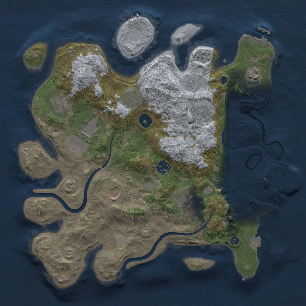 Rust Map: Procedural Map, Size: 3500, Seed: 2323232, 15 Monuments