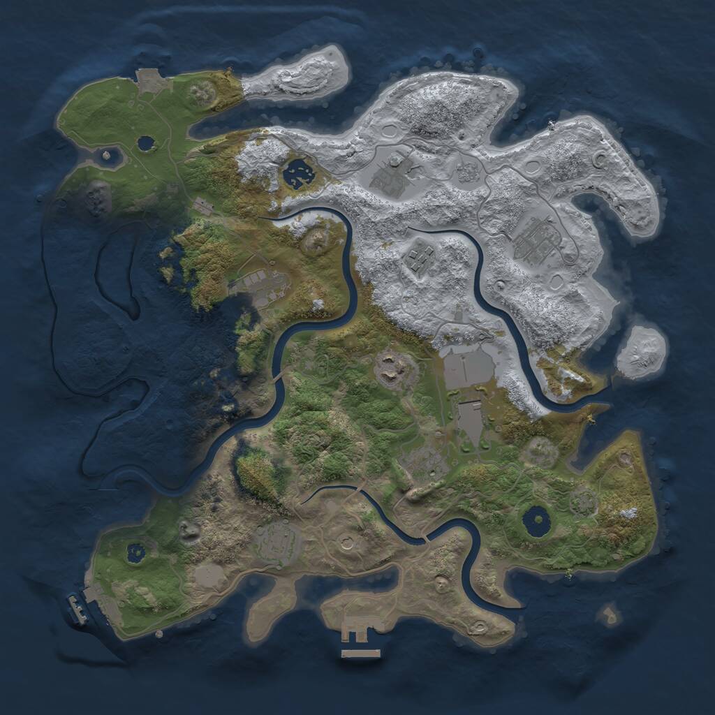 Rust Map: Procedural Map, Size: 3700, Seed: 415073731, 15 Monuments