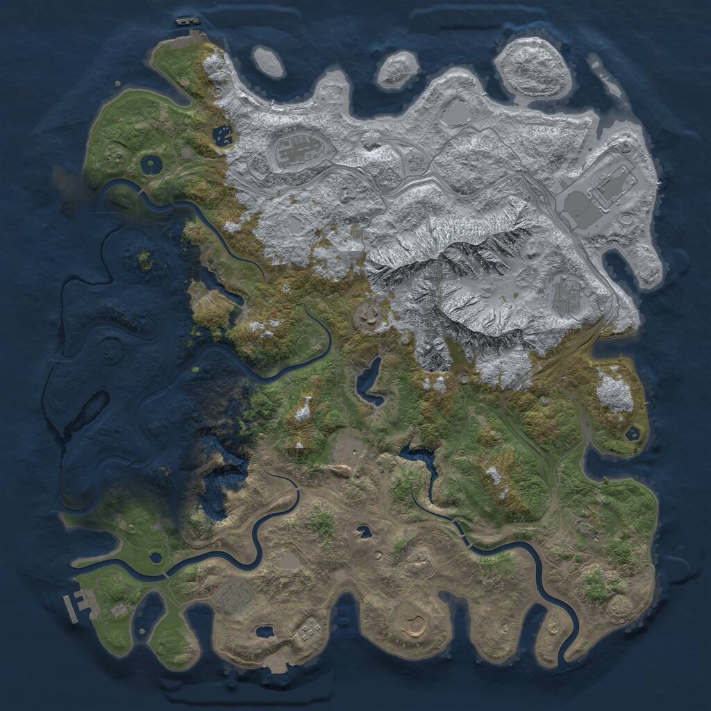 Rust Map: Procedural Map, Size: 5000, Seed: 68956, 16 Monuments