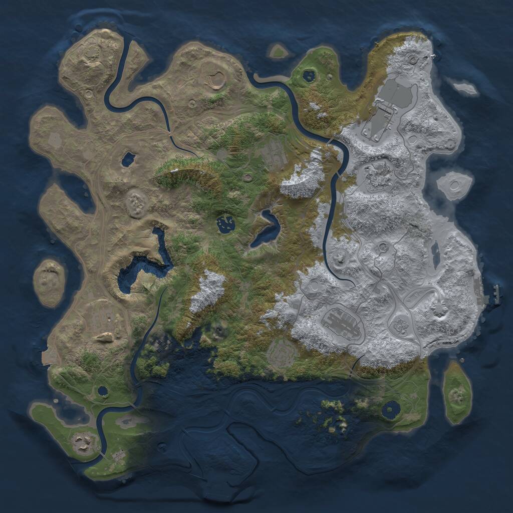 Rust Map: Procedural Map, Size: 4250, Seed: 1039235524, 16 Monuments