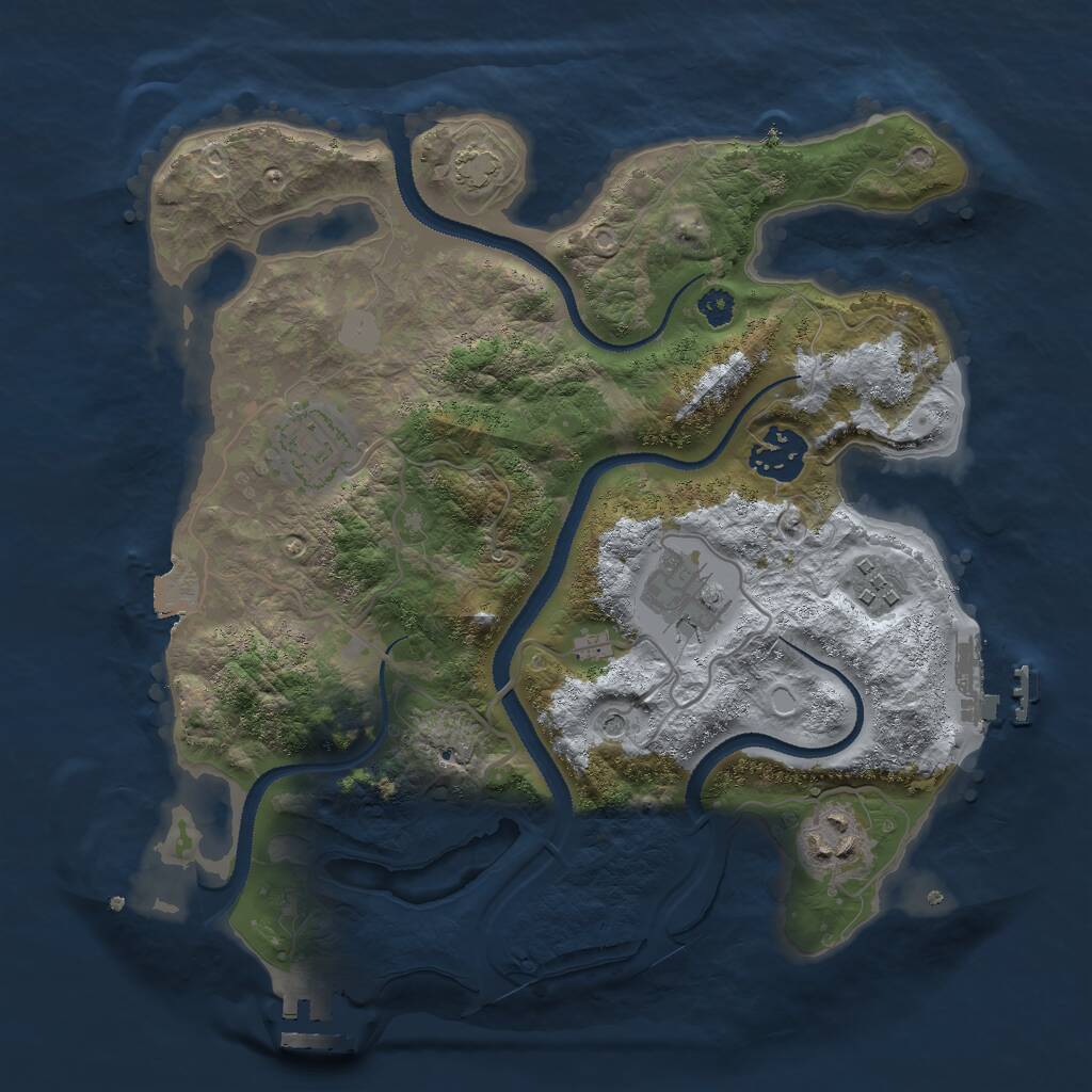 Rust Map: Procedural Map, Size: 3000, Seed: 26773, 10 Monuments