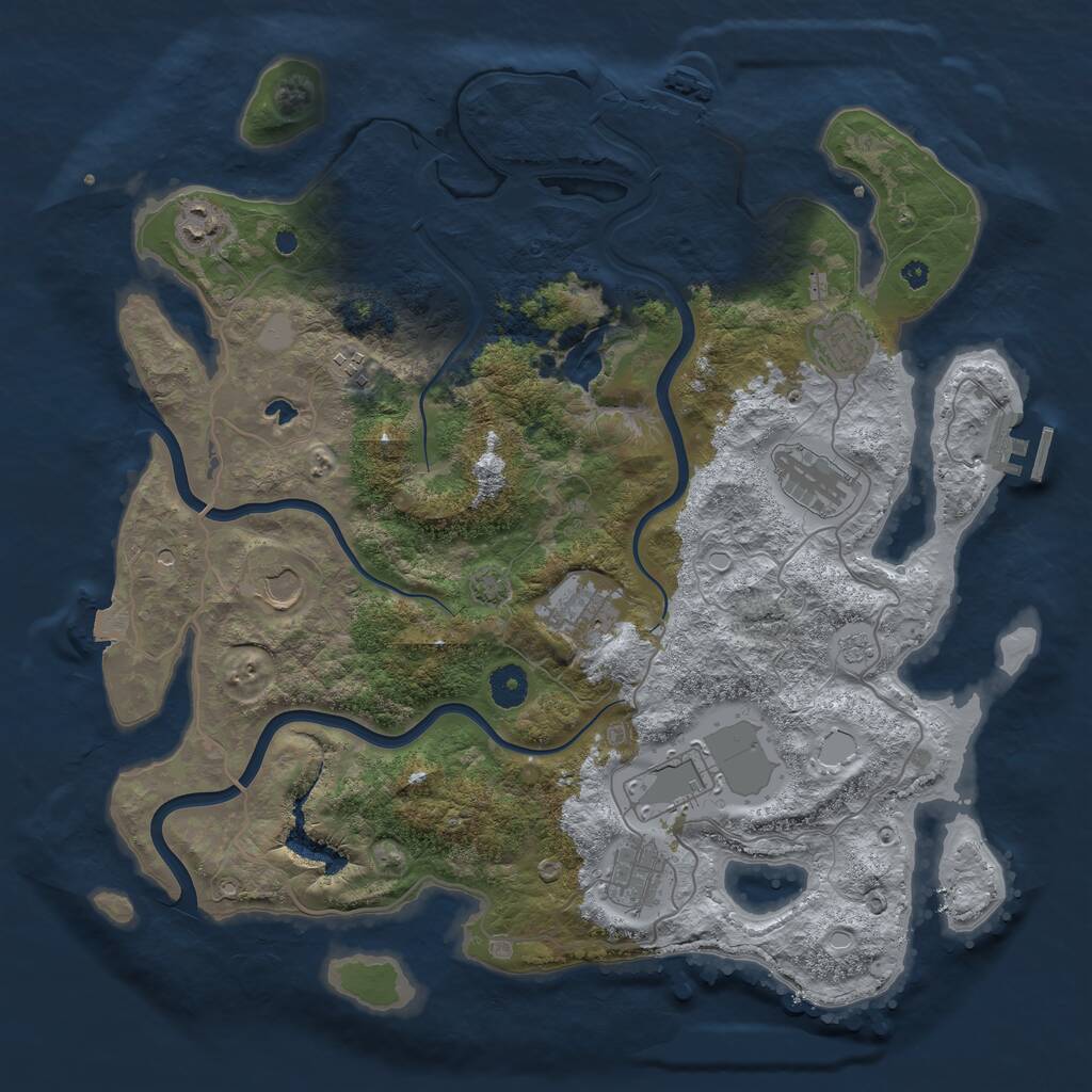 Rust Map: Procedural Map, Size: 4000, Seed: 1299044800, 14 Monuments
