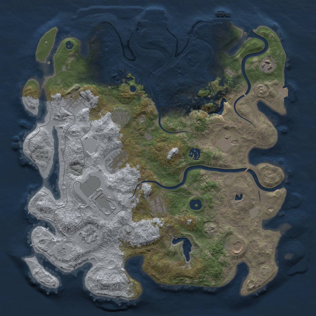 Rust Map: Procedural Map, Size: 4000, Seed: 726236524, 17 Monuments