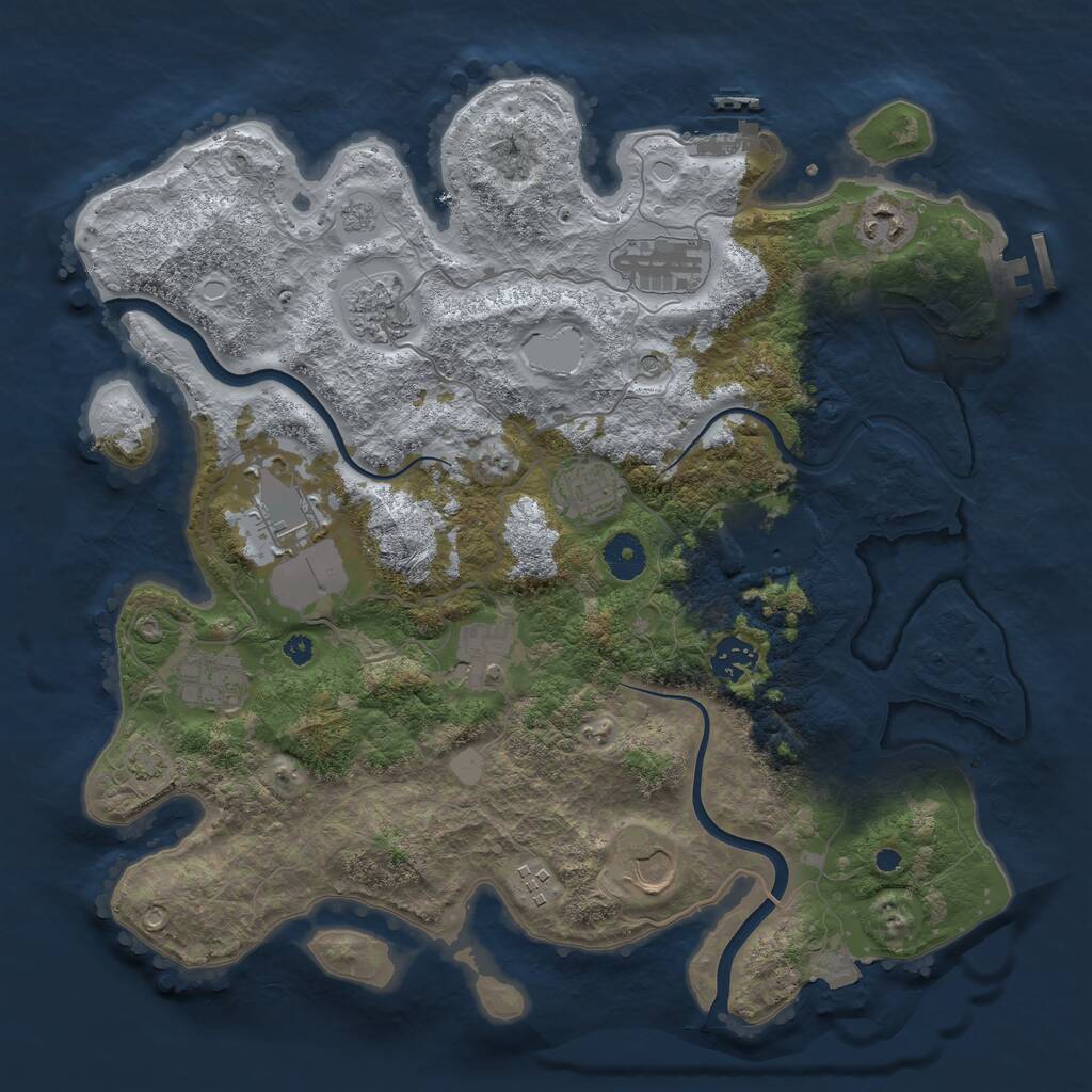 Rust Map: Procedural Map, Size: 3750, Seed: 630559576, 17 Monuments