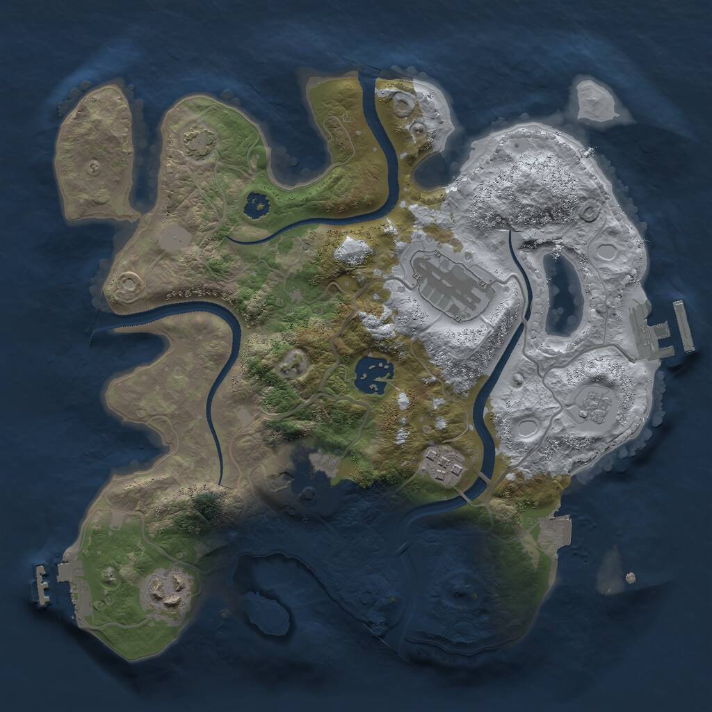 Rust Map: Procedural Map, Size: 2750, Seed: 1745255898, 10 Monuments