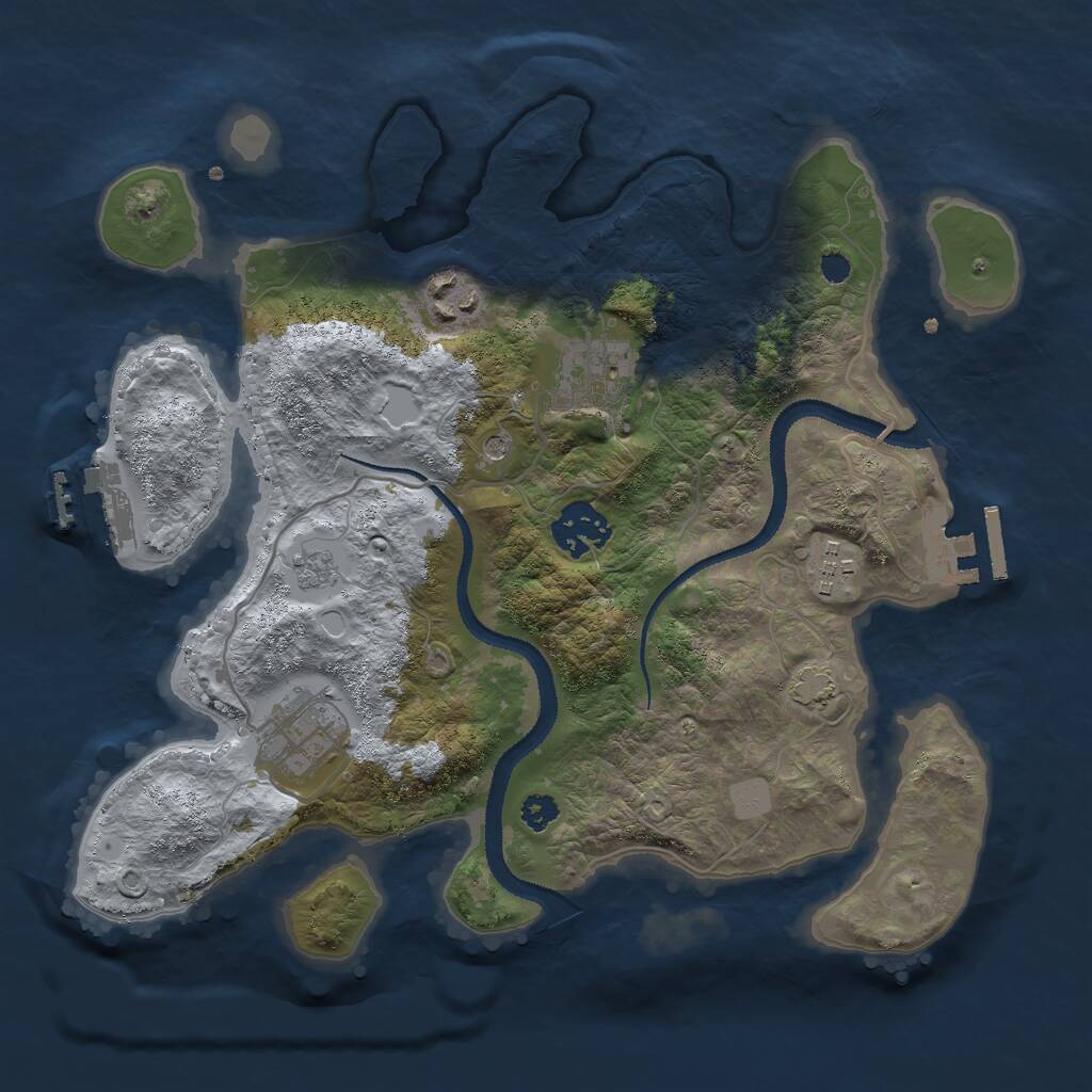 Rust Map: Procedural Map, Size: 3000, Seed: 32462, 11 Monuments