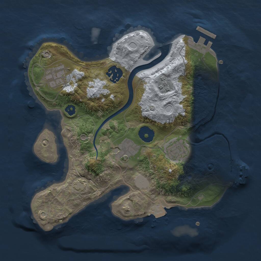 Rust Map: Procedural Map, Size: 2500, Seed: 1010626305, 9 Monuments