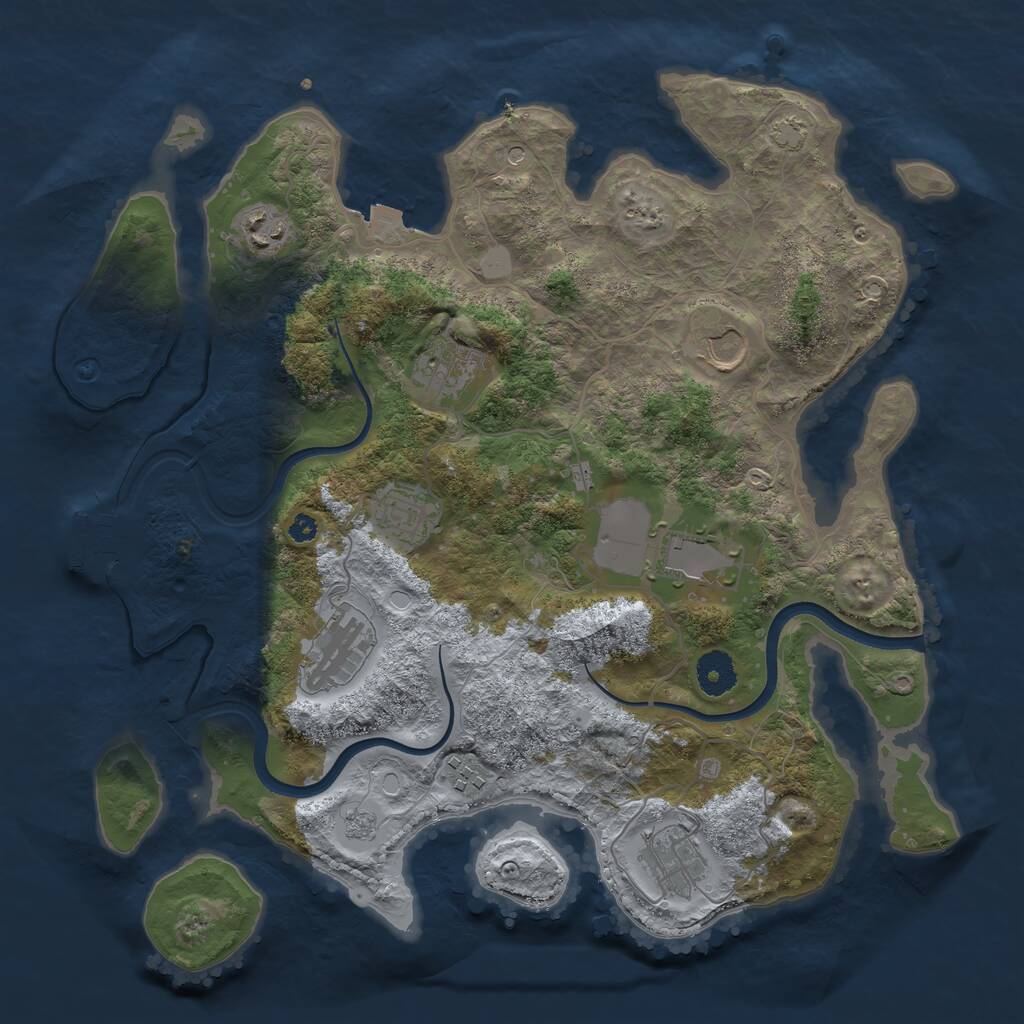 Rust Map: Procedural Map, Size: 3650, Seed: 343269, 13 Monuments