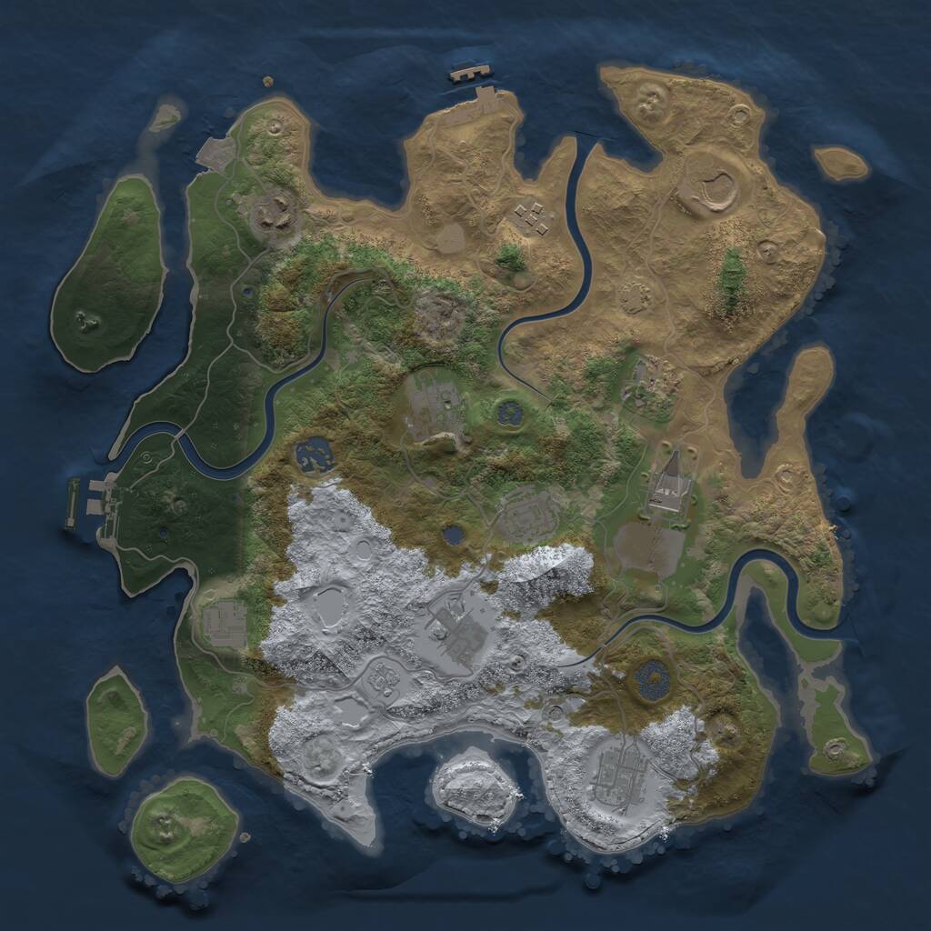 Rust Map: Procedural Map, Size: 3650, Seed: 343269, 18 Monuments