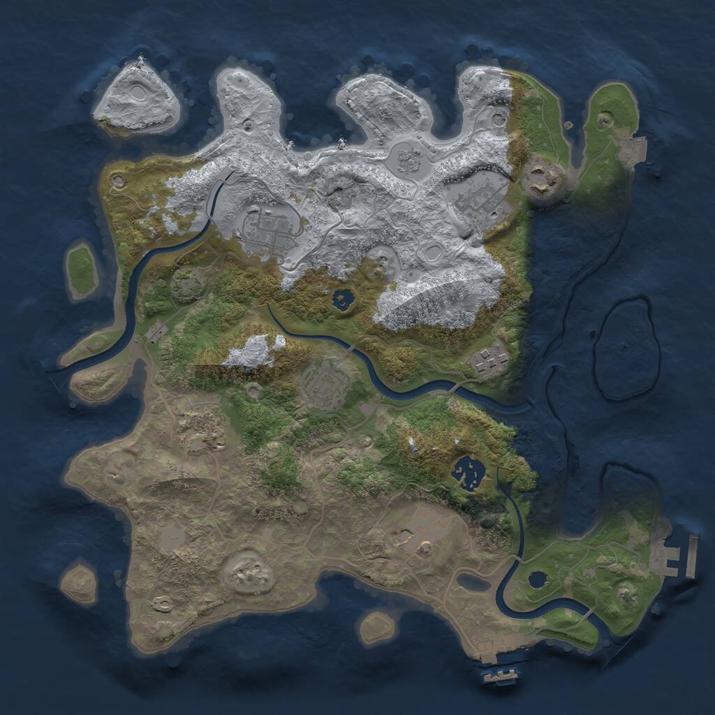 Rust Map: Procedural Map, Size: 3300, Seed: 1103454657, 14 Monuments