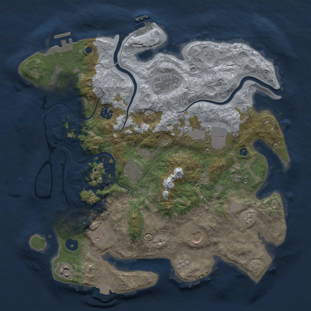 Rust Map: Procedural Map, Size: 3750, Seed: 1406942505, 15 Monuments