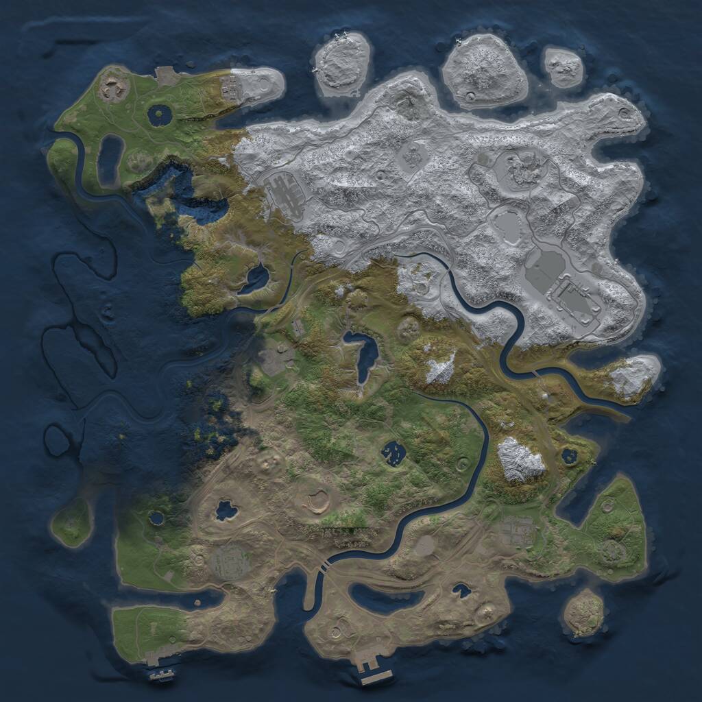 Rust Map: Procedural Map, Size: 4500, Seed: 13381, 16 Monuments