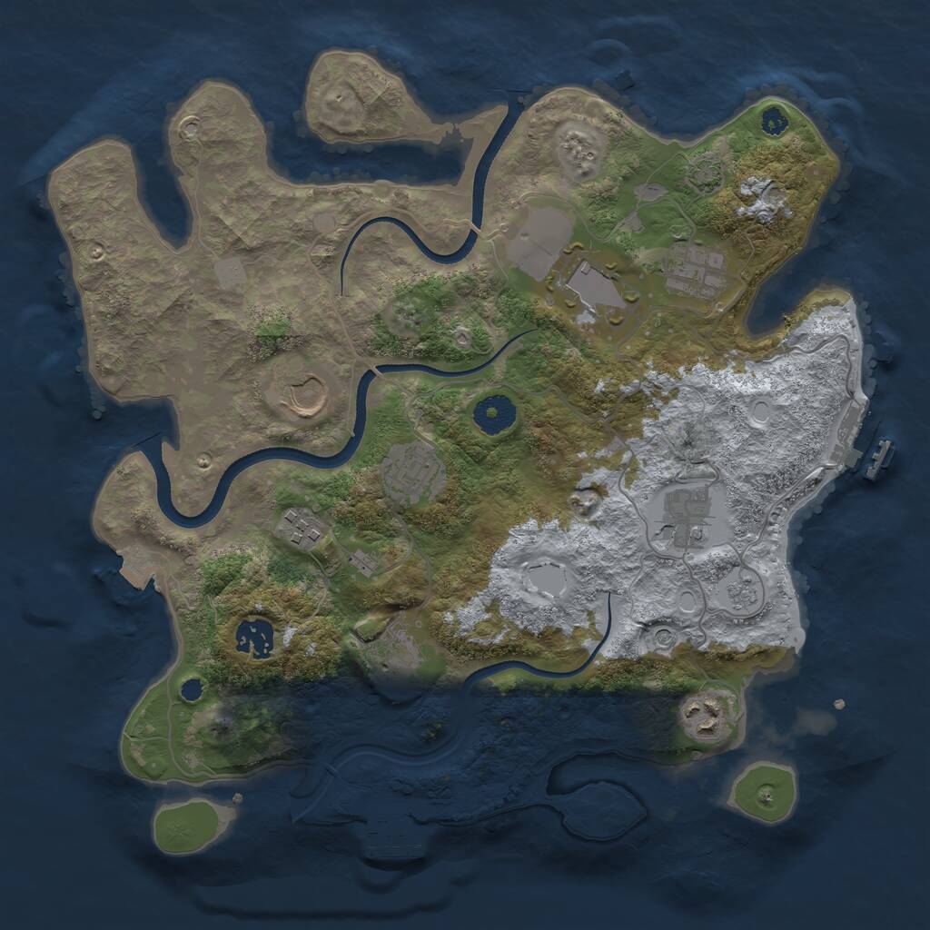 Rust Map: Procedural Map, Size: 3500, Seed: 1119917909, 15 Monuments
