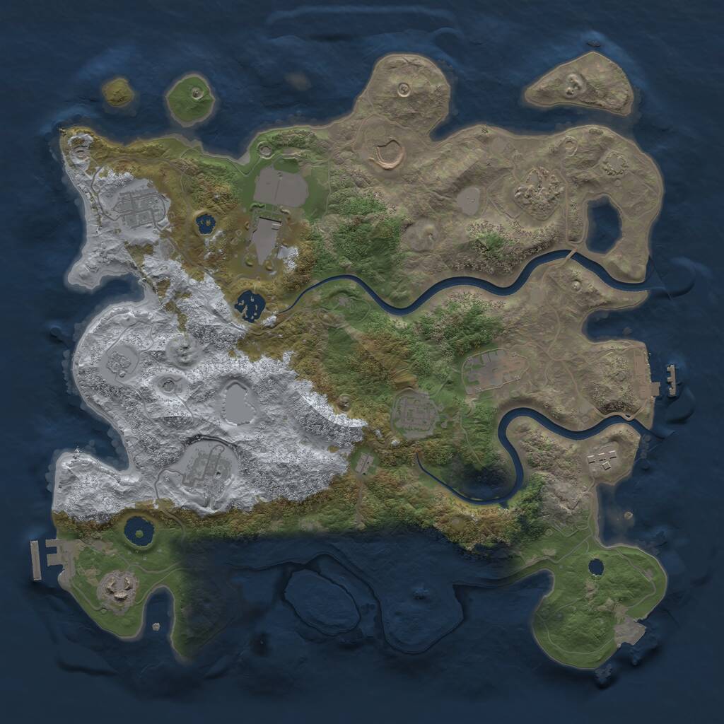Rust Map: Procedural Map, Size: 3700, Seed: 1308550825, 16 Monuments