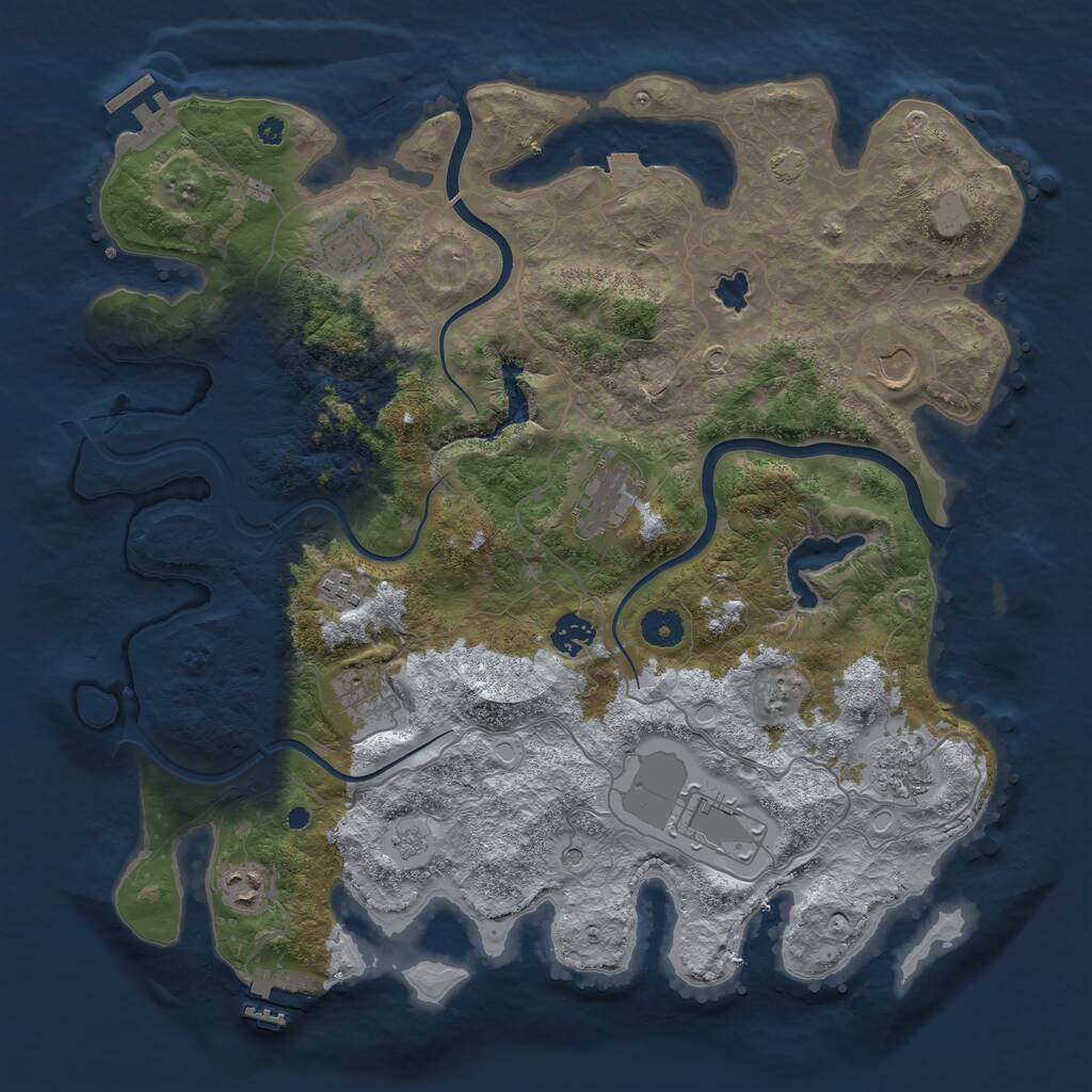 Rust Map: Procedural Map, Size: 4000, Seed: 697606430, 15 Monuments