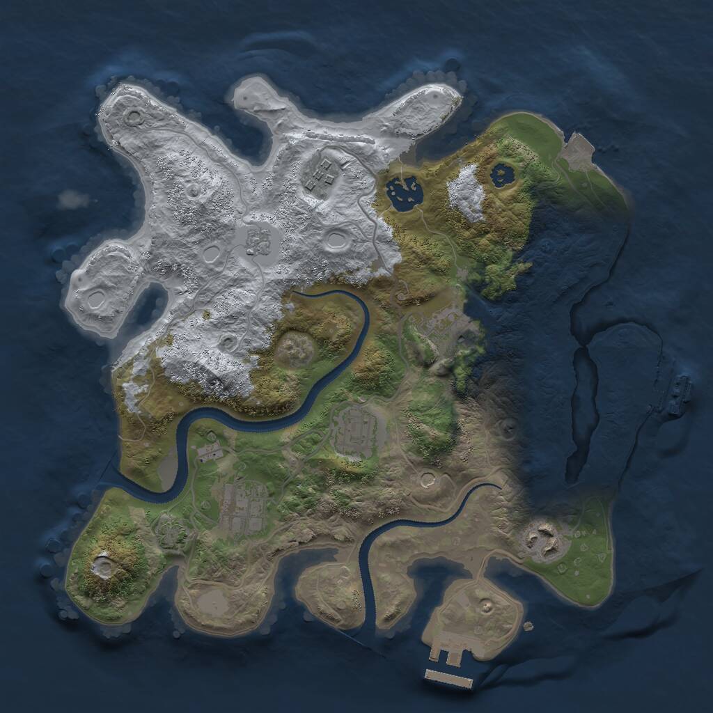 Rust Map: Procedural Map, Size: 3000, Seed: 1293710, 12 Monuments