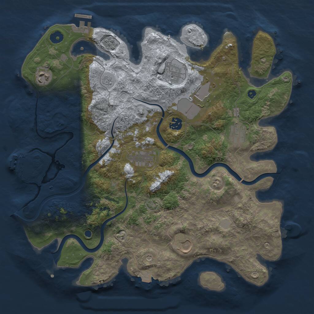 Rust Map: Procedural Map, Size: 3700, Seed: 2087884838, 14 Monuments