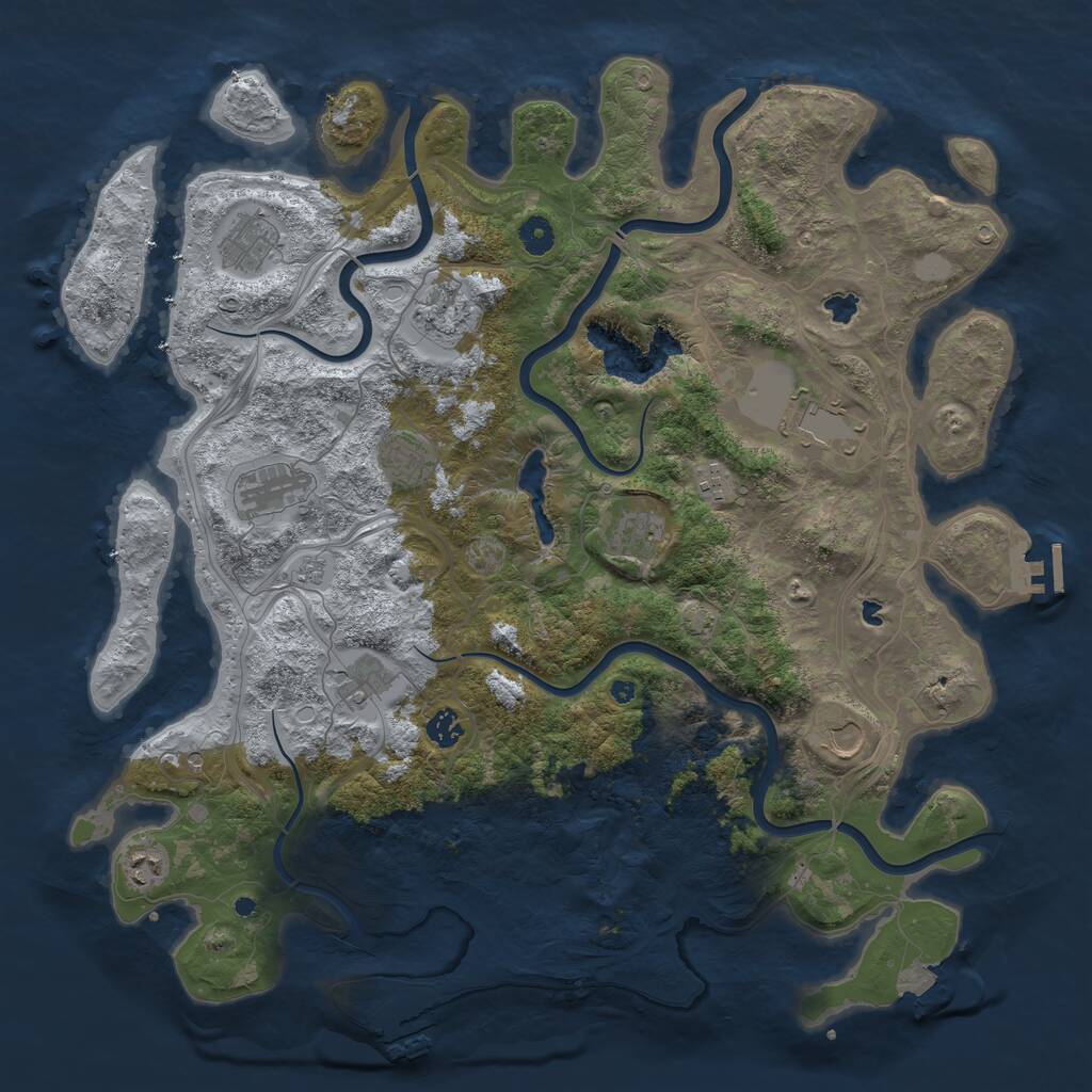 Rust Map: Procedural Map, Size: 4500, Seed: 591959846, 17 Monuments