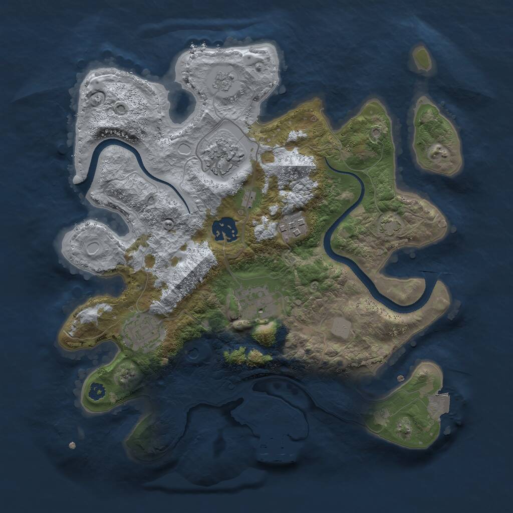 Rust Map: Procedural Map, Size: 3000, Seed: 38651, 10 Monuments
