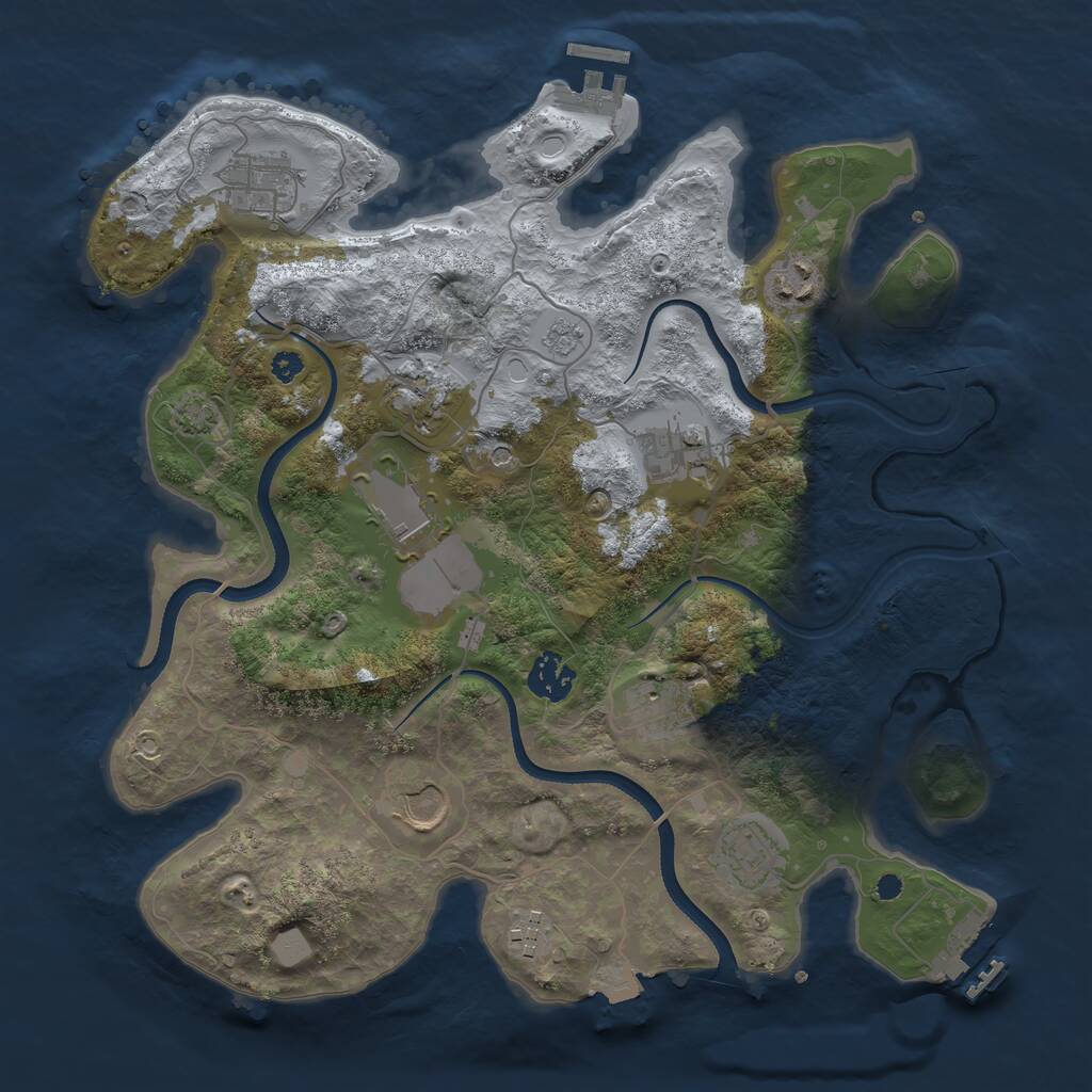 Rust Map: Procedural Map, Size: 3500, Seed: 156355806, 16 Monuments