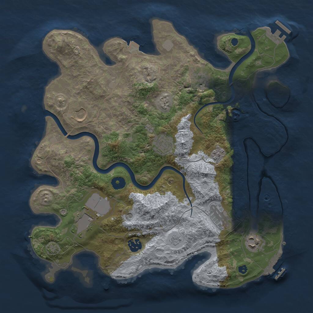 Rust Map: Procedural Map, Size: 3500, Seed: 1505005035, 14 Monuments