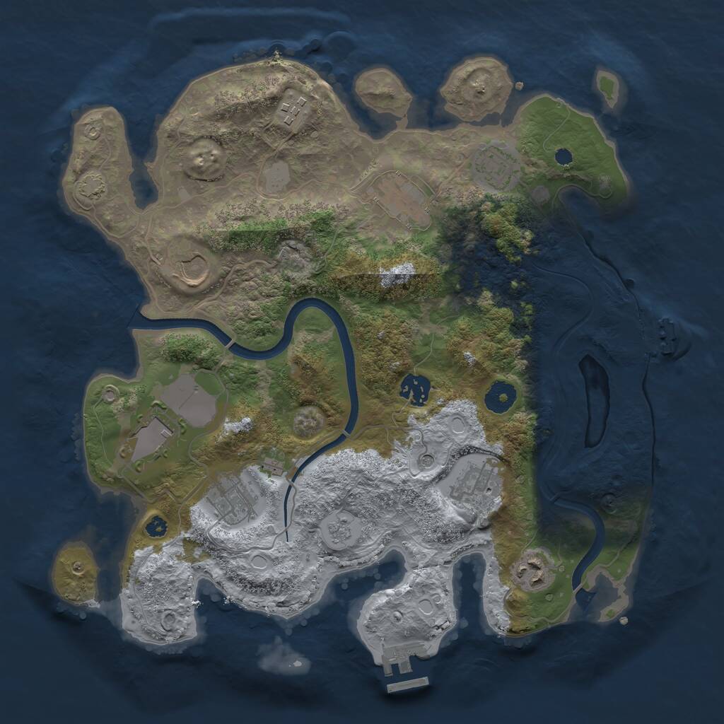 Rust Map: Procedural Map, Size: 3500, Seed: 1890915386, 15 Monuments