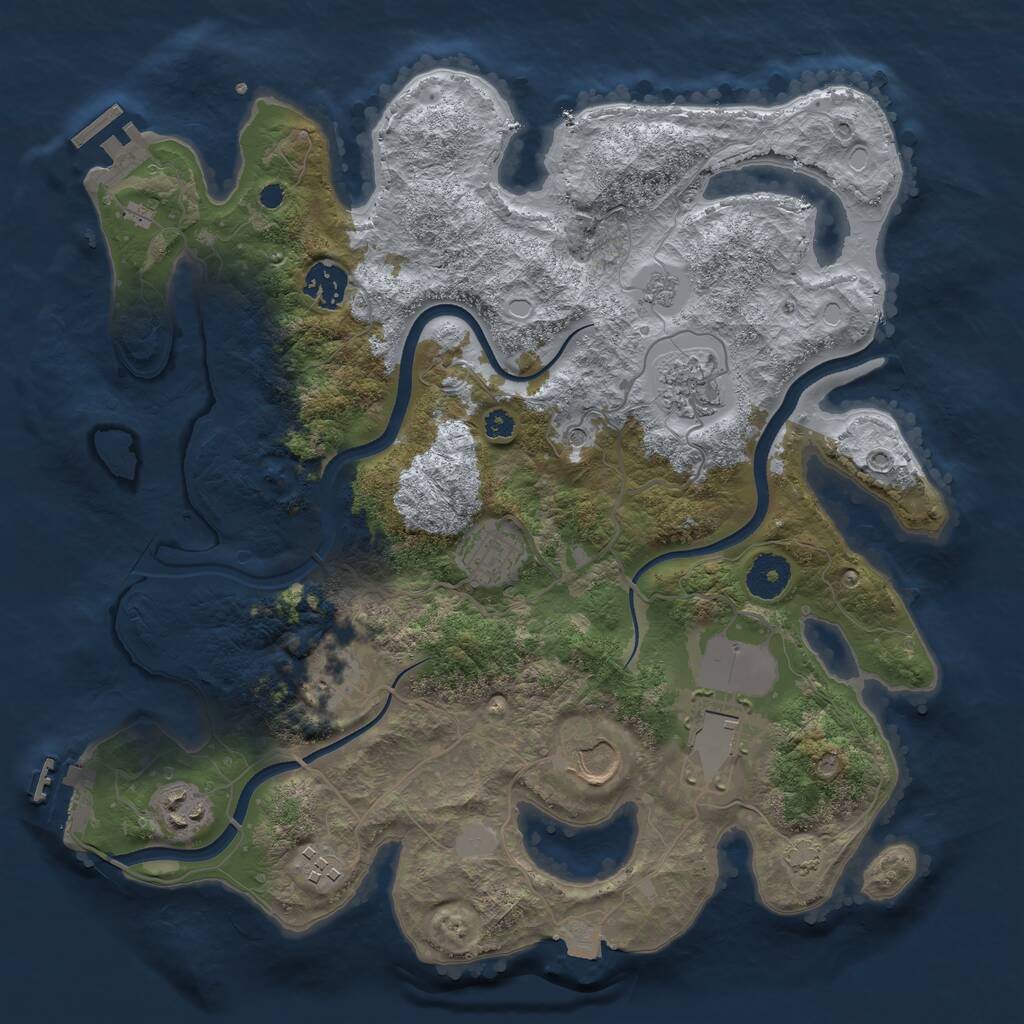 Rust Map: Procedural Map, Size: 3500, Seed: 5111122, 14 Monuments