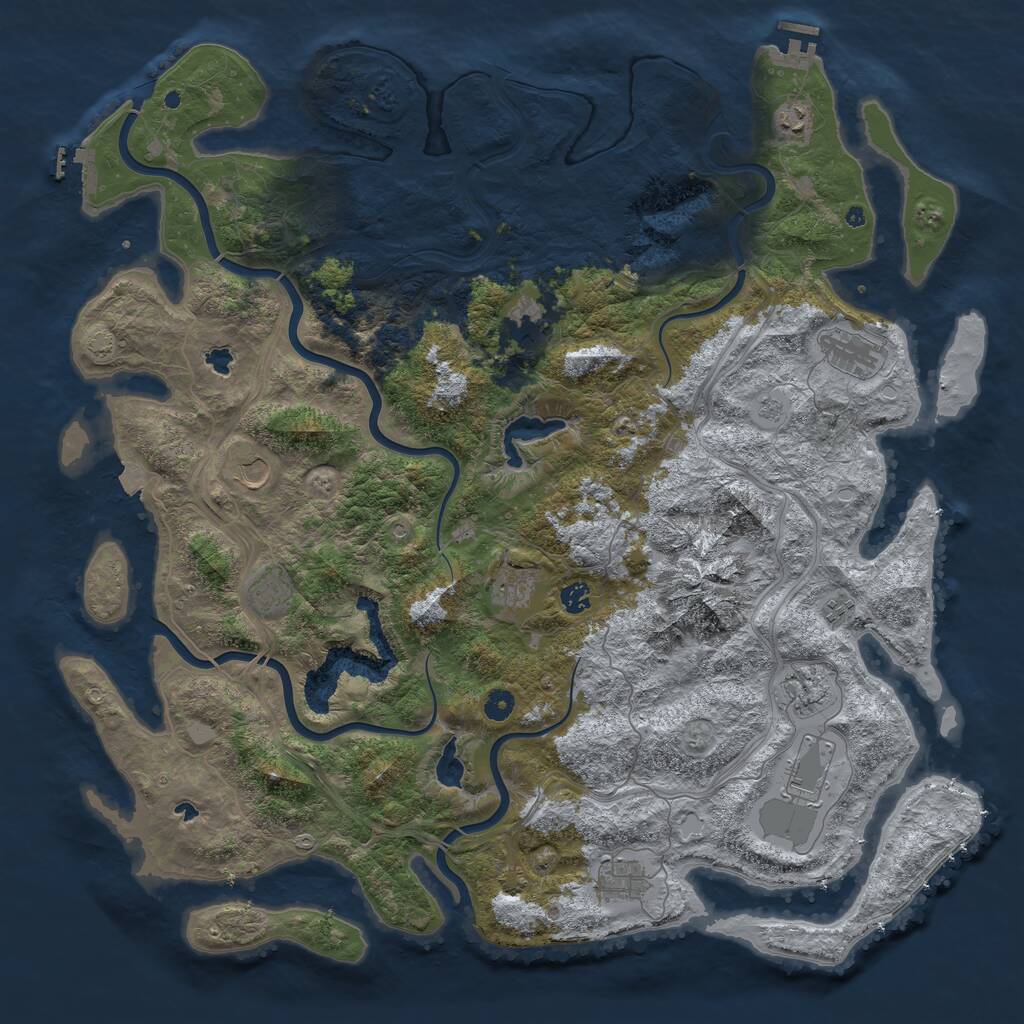 Rust Map: Procedural Map, Size: 5000, Seed: 1530007119, 17 Monuments